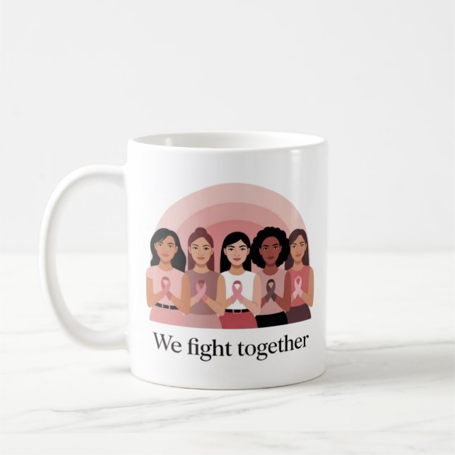 We Fight Together Breast Cancer Awareness Design Kaffemugg (Vänster)