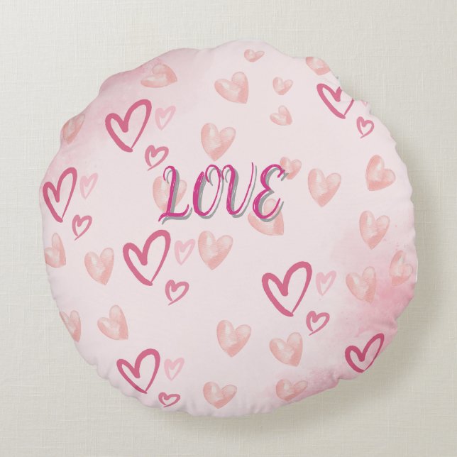 WE GOT THIS! LOVE Pink Hearts Rund Kudde (Baksidan)