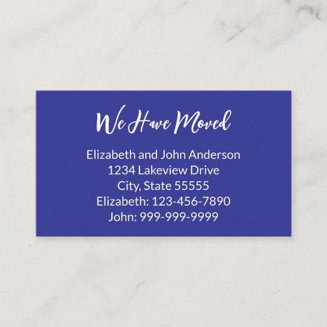 We Have Moved Deep Blue Moving Announcement Tilläggskort (Framsida)