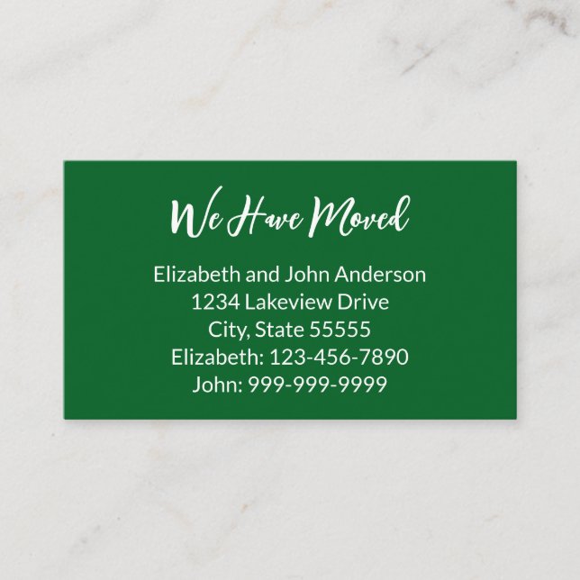 We Have Moved Forest Green Moving Announcement Tilläggskort (Framsida)