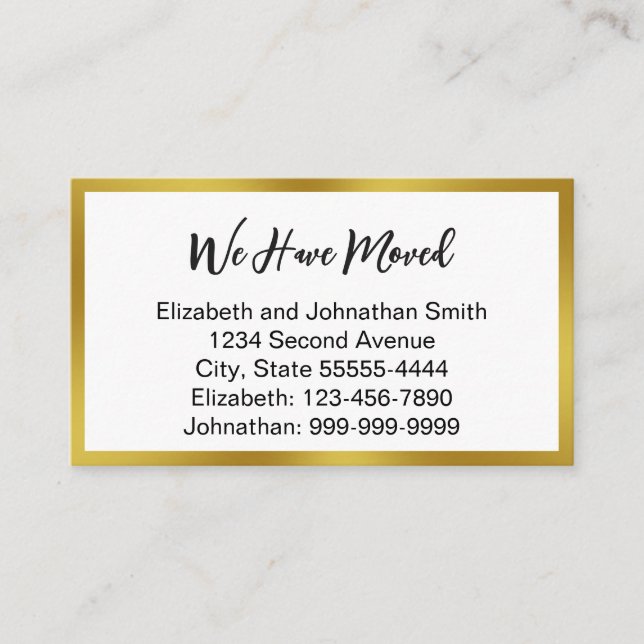 We Have Moved Script White Moving Announcement Tilläggskort (Framsida)