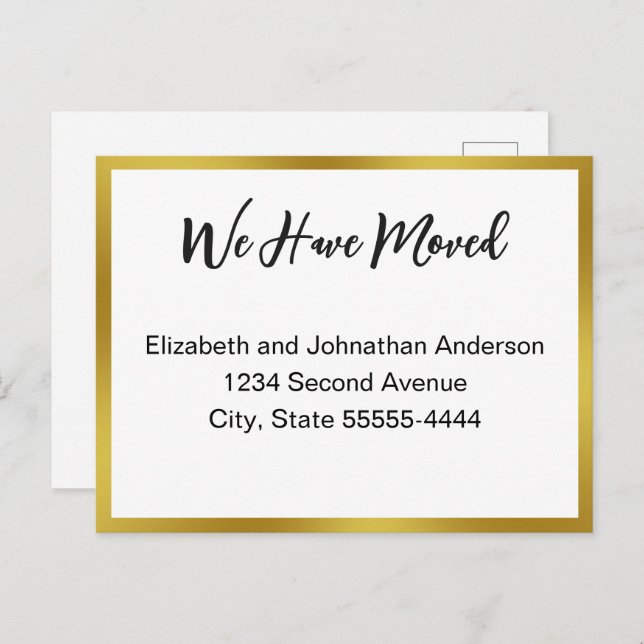 We Have Moved Script White Moving Announcement Vykort (Fram/baksida)