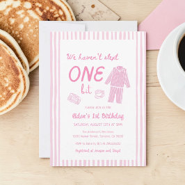 We Haven't Slept One Bit Pajama First Birthday Inbjudningar