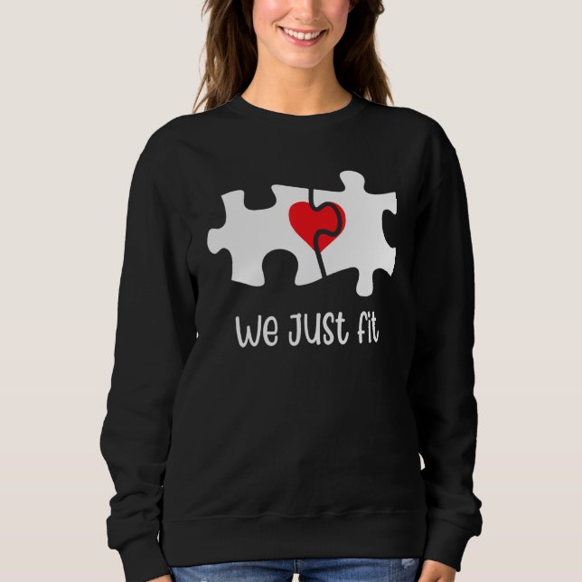 We Just Fit Puzzle Heart Matching Couple Valentine T Shirt (Framsida)