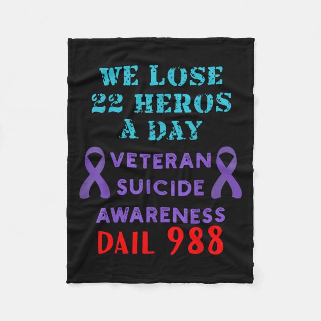 We Lose 22 Heros A Day Veteran Suicide Prevention  Fleecefilt (Framsidan)