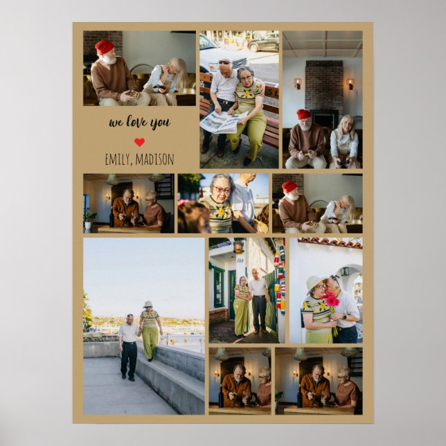 We Love You Custom Family Photo Collage  Poster (Framsidan)
