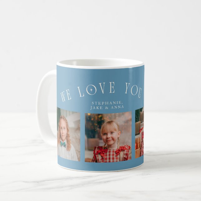 We Love You Grandma 4-Photo Denim Blue Kaffemugg (Framsida vänster)