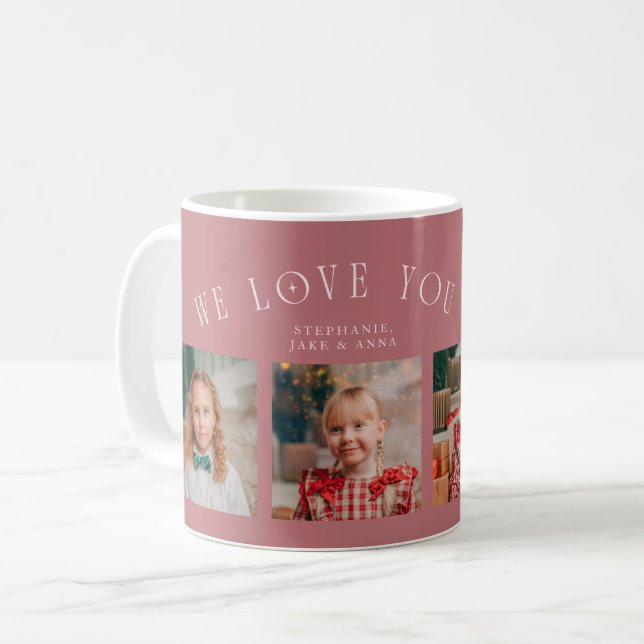 We Love You Grandma 4-Photo Pink Kaffemugg (Framsida vänster)