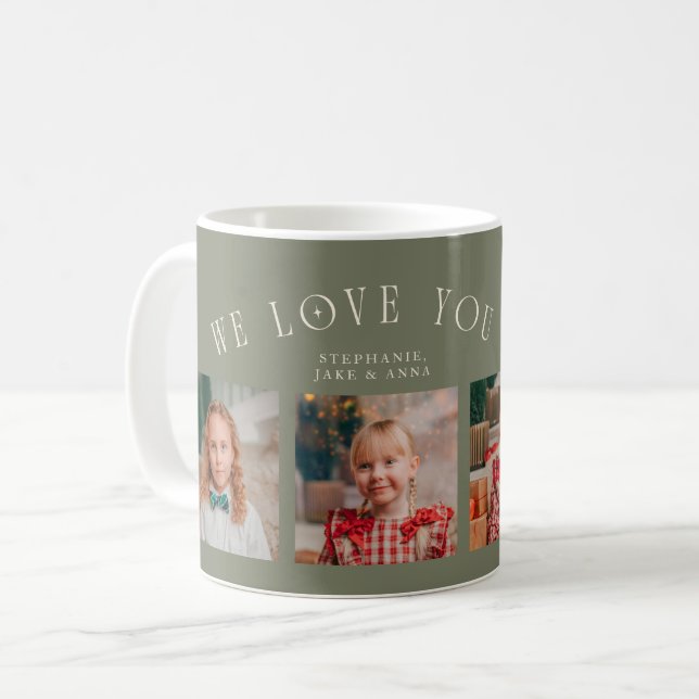 We Love You Grandma 4-Photo Sage Green Kaffemugg (Framsida vänster)