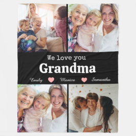 We love you grandma elegant script 4photo keepsake fleecefilt