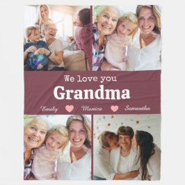 We love you grandma elegant script 4photo keepsake fleecefilt