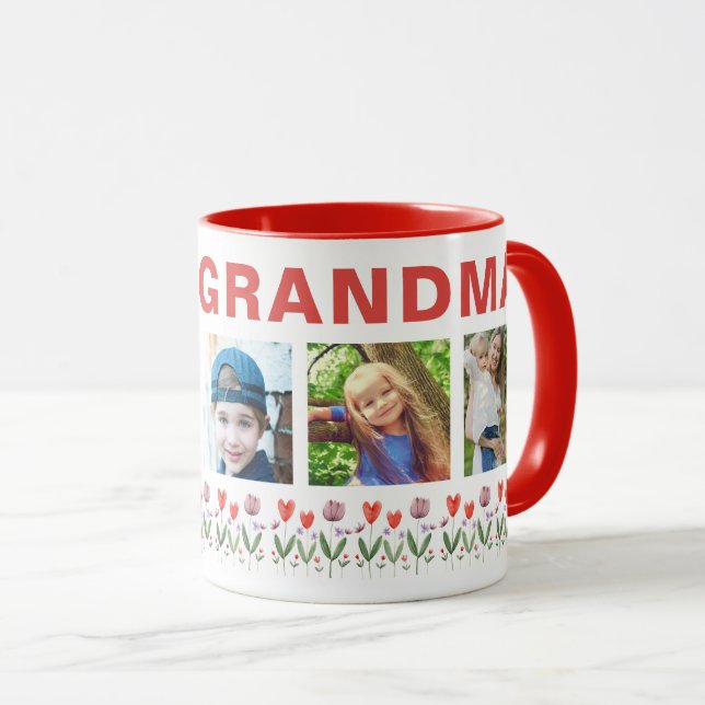 We love you Grandma Flowers 5 Photos Keepsake Mugg (Framsida höger)