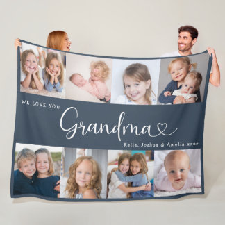 We Love you Grandma Script 8 Photo Modern Fleecefilt