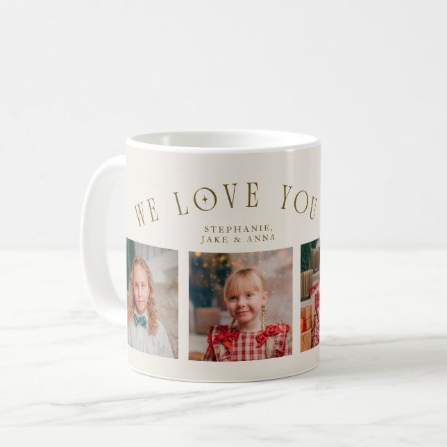 We Love You Grandpa 4-Photo Cream Kaffemugg (Framsida vänster)