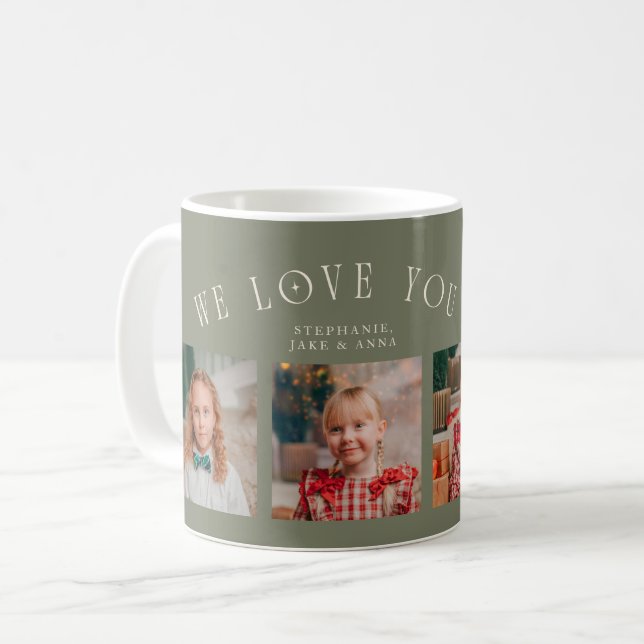 We Love You Grandpa 4-Photo Sage Green Kaffemugg (Framsida vänster)