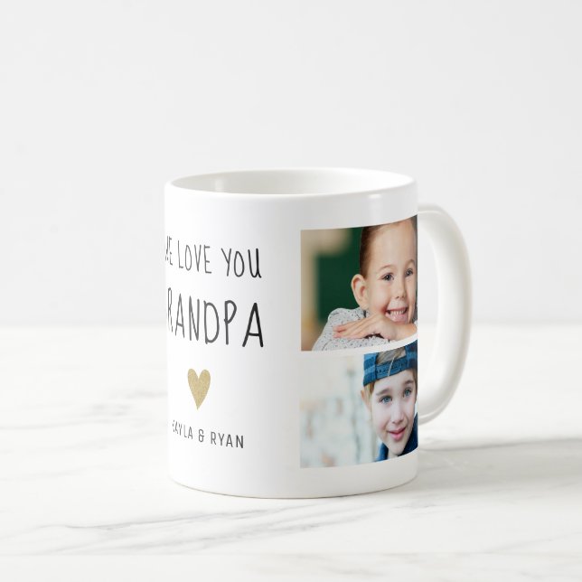 We Love You Grandpa Grandkids 3 Photo Collage   Kaffemugg (Framsida höger)