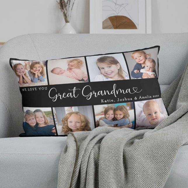 We Love You Great Grandma Photo Collage Heart Lumbarkudde (Skapare uppladdad)