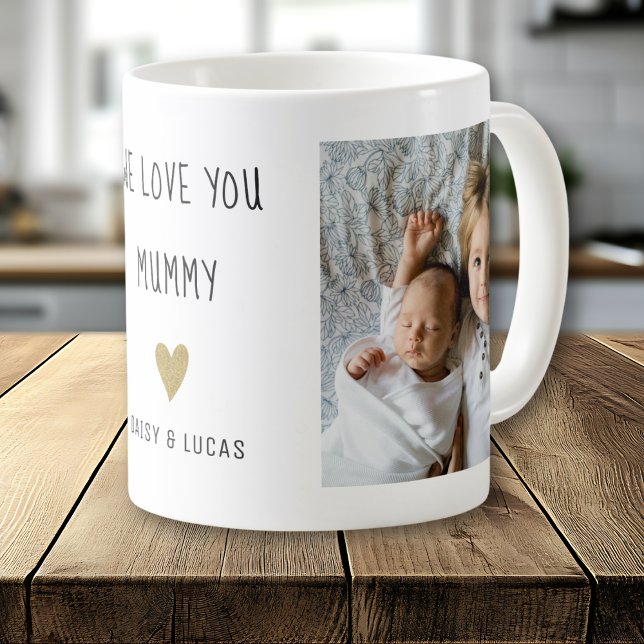 We Love You Mummy 2 Photo Collage Personalised Kaffemugg (Skapare uppladdad)