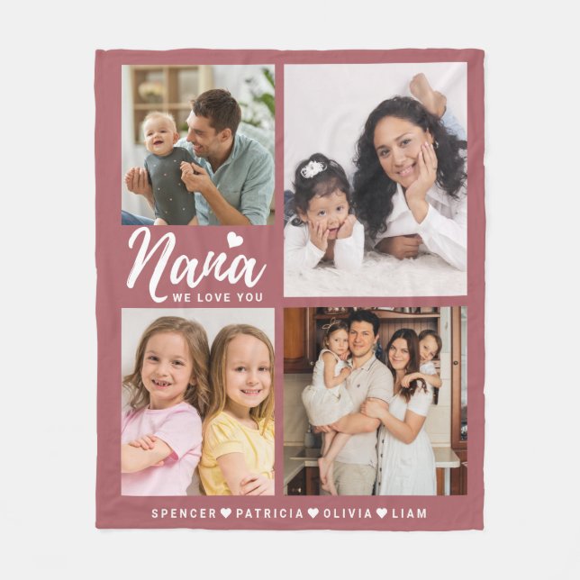 We Love You Nana Heart Grandkids 4 Photo Collage   Fleecefilt (Framsidan)