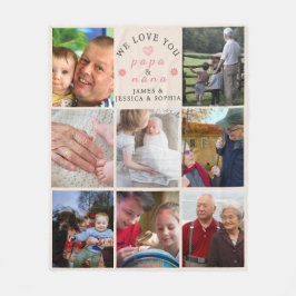 We Love You Papa & Nana – Custom Grandkids Photo Fleecefilt