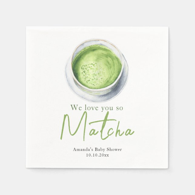 We love you so Matcha Baby Shower Pappersservett (Framsidan)