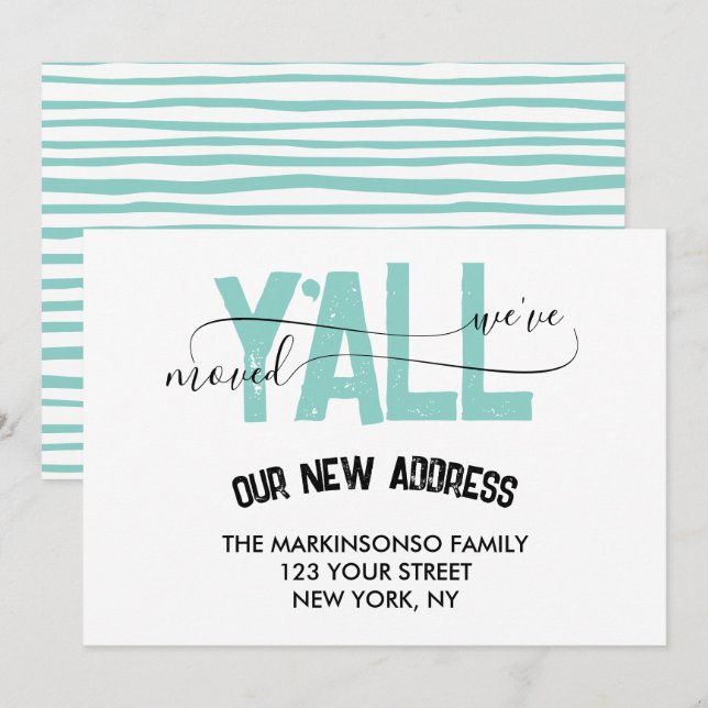 We Moved Y'all Moving Announcement Inbjudningar (Fram/baksida)