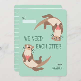 We need each otter classroom valentine's day card julkort
