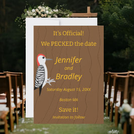 We Pecked the Date Funny Woodpecker Inbjudningar