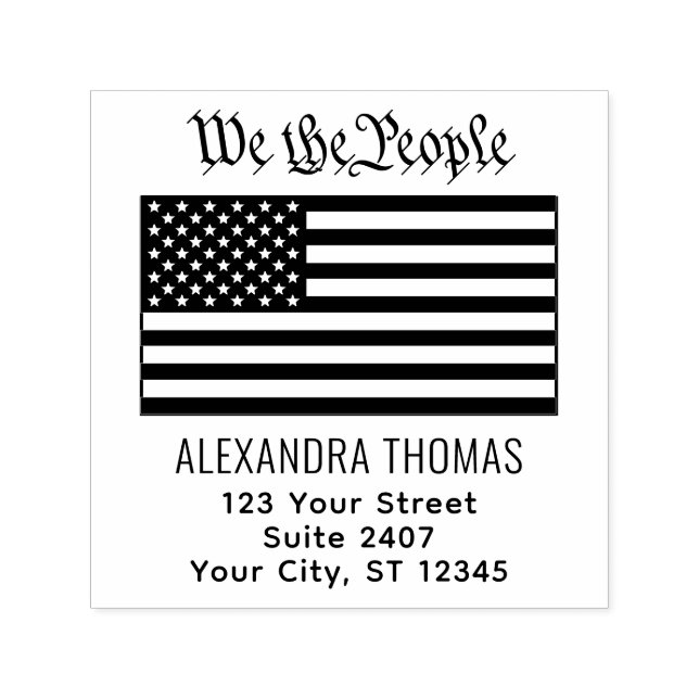 #We, People USA American Flagga Namn Adress Självfärgande Stämpel (Design)