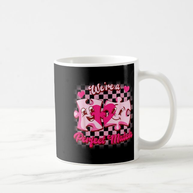 We’re A Perfect Match Love Puzzle Funny Valentines Kaffemugg (Höger)