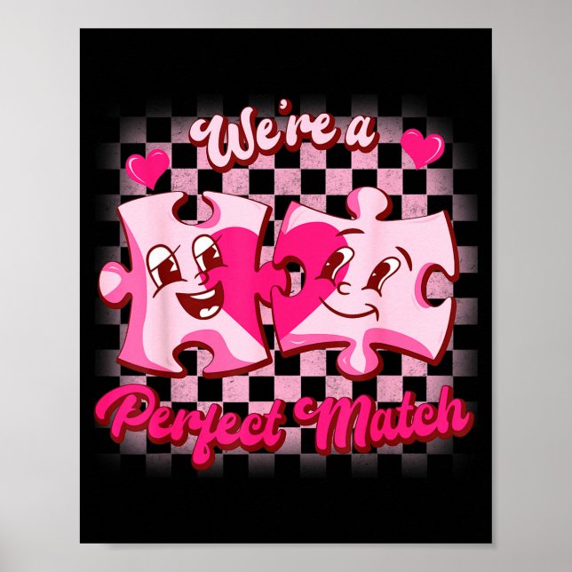 We’re A Perfect Match Love Puzzle Funny Valentines Poster (Framsidan)