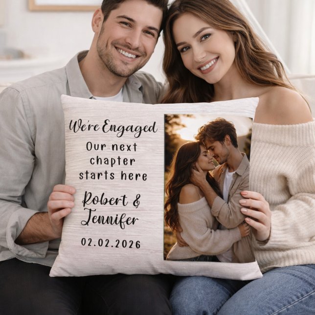 We’re Engaged Personalized Photo Throw Pillow Kudde (Skapare uppladdad)