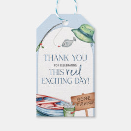 We’re Reel Excited, fishing-themed baby shower Presentetikett