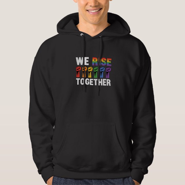 We Rise Together Bisexual Gay Trans Queer Lgbtq Ra Hoodie (Framsida)