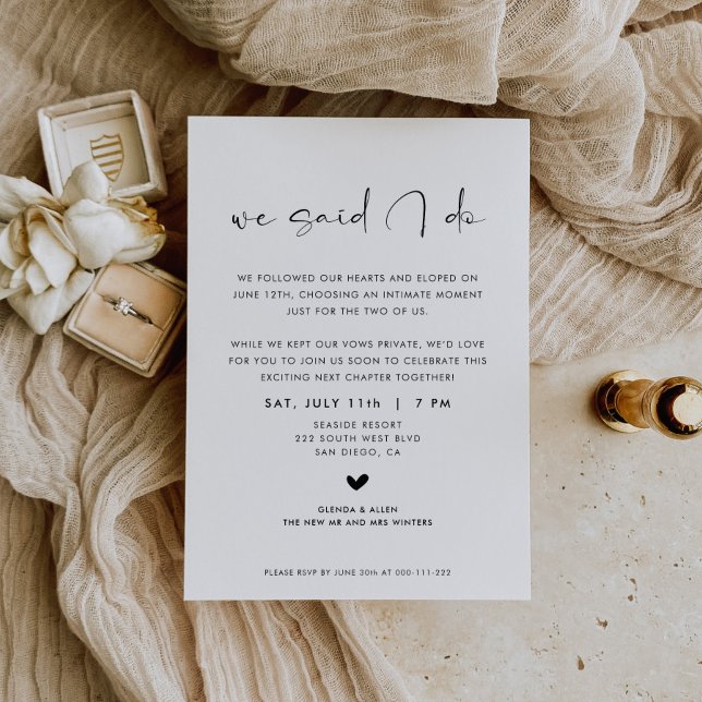 We Said I Do Elopement Reception Invitation Meddelande (Skapare uppladdad)