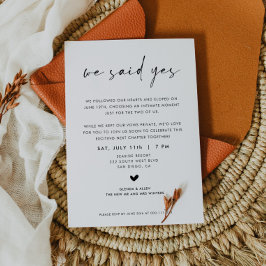 We Said Yes Wedding Elopement Reception Invitation Meddelande