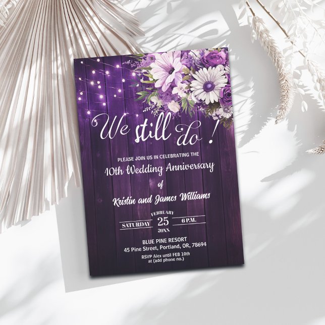 We Still Do 10th Wedding Anniversary String Lights Inbjudningar (Skapare uppladdad)