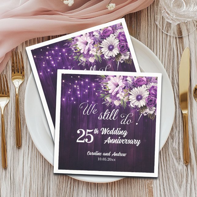 We Still Do 25th Wedding Anniversary String Lights Pappersservett (Skapare uppladdad)