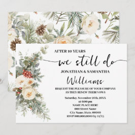 We Still Do Anniversary Winter White Floral  Inbjudningar
