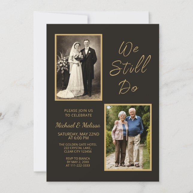 We Still Do Charcoal Gold 50-årsjubileum Inbjudningar (Framsida)