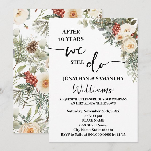 We Still Do Winter Wedding Anniversary Inbjudningar (Fram/baksida)