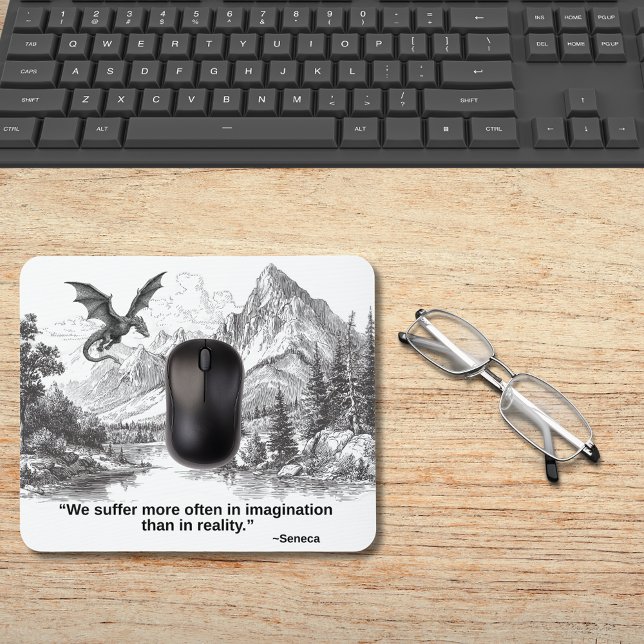 "We Suffer More in Imagination" – Stoic Quote Musmatta (Seneca Stoic Quote Mousepad)