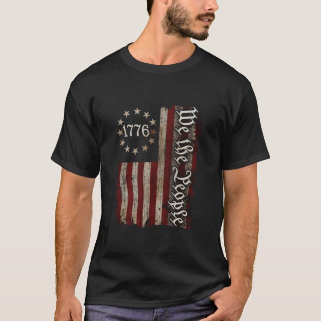 We The People 1776 American Flag 4Th Of July T Shirt (Framsida)