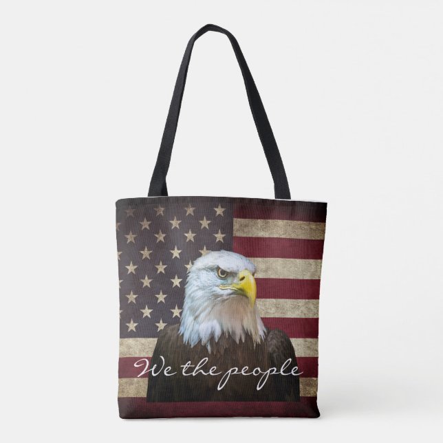 We The People American Flag Bald Eagle  Tygkasse (Baksida)