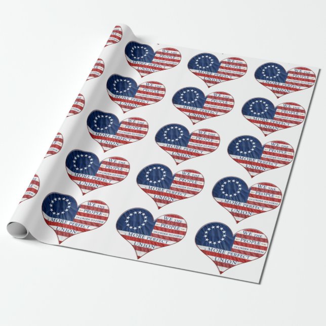 We The People American Flag Heart Presentpapper (Utrullad)