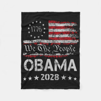 We The People Obama President 2028 Vintage Us Flag Fleecefilt