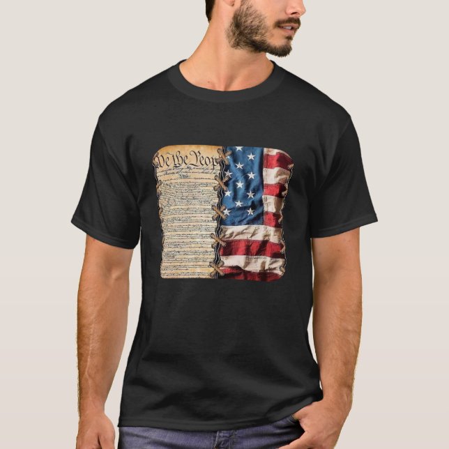 We The People with American Flag t shirt (Framsida)