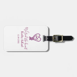 We tied the knot pink heart knots name date romant bagagebricka