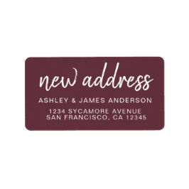 We’ve Moved Burgundy New Address Adressetikett