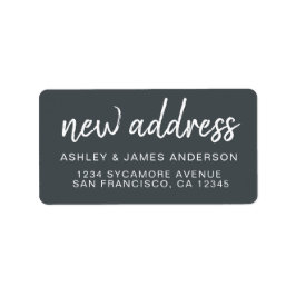 We’ve Moved Classic Charcoal Gray New Address Adressetikett